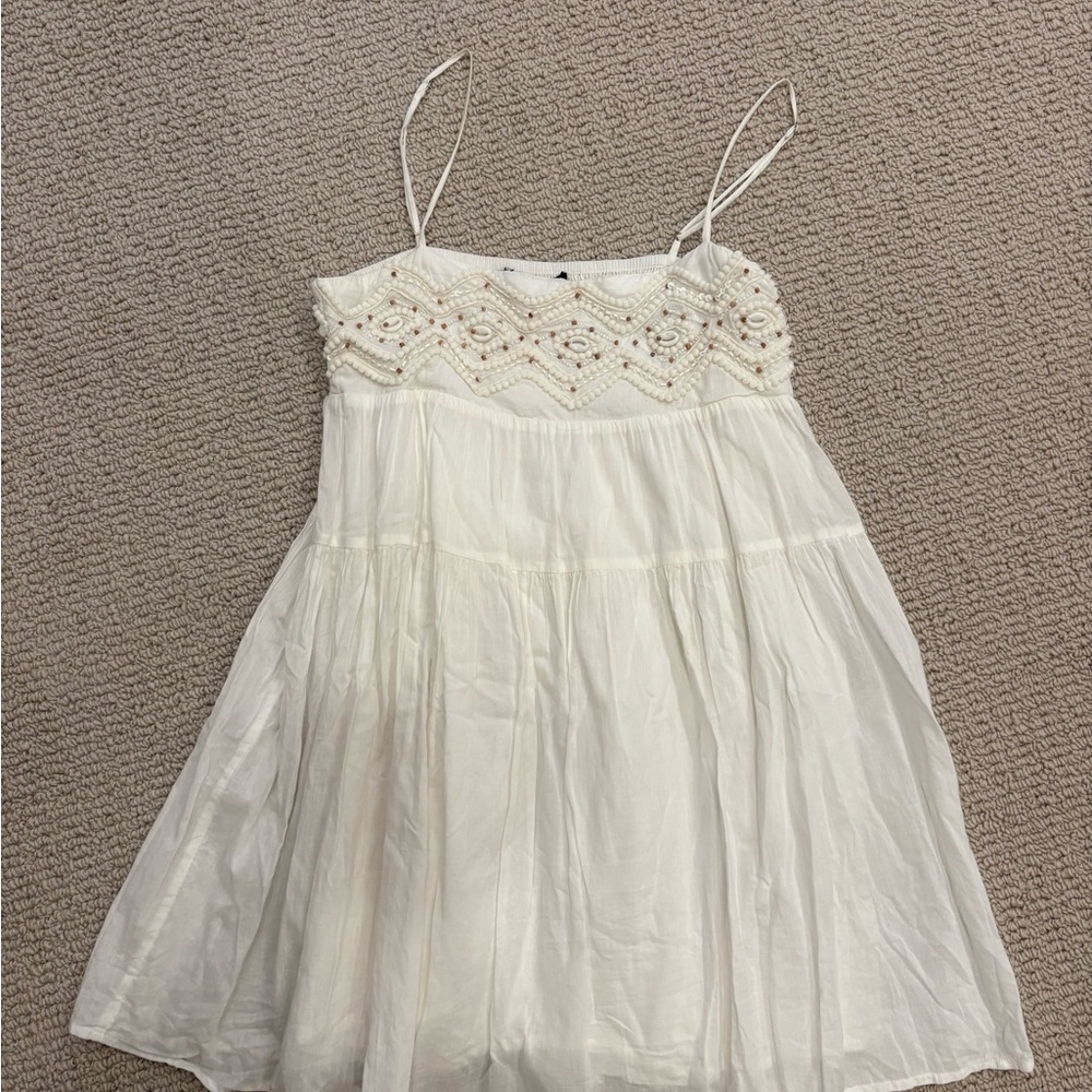 Zara White Mini Dress with Embroidered Bodice